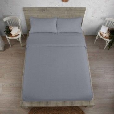 Juego funda nórdica algodón orgánico 200 hilos ceniza vista cenital