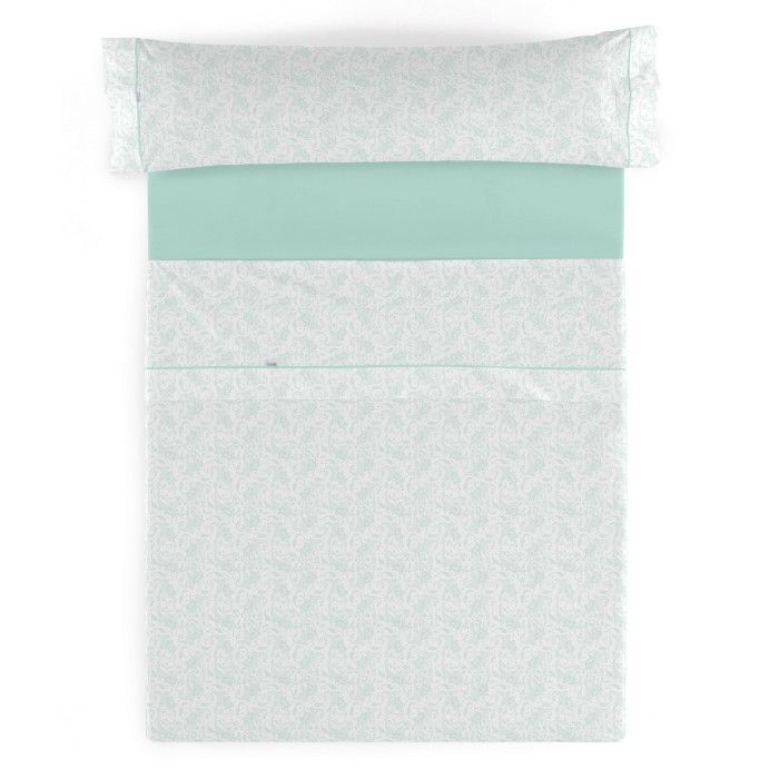 Juego de sábanas estampado Lara aqua, vista cenital