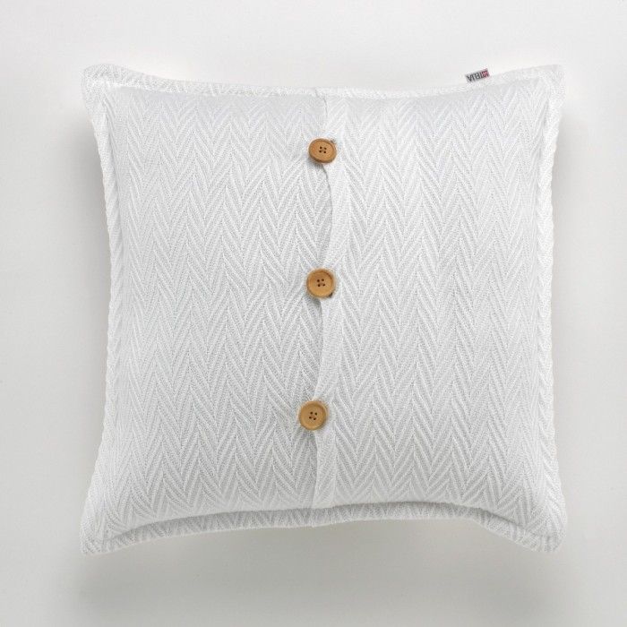Funda de cojín Maia blanco cojín 50x50 cierre con botones