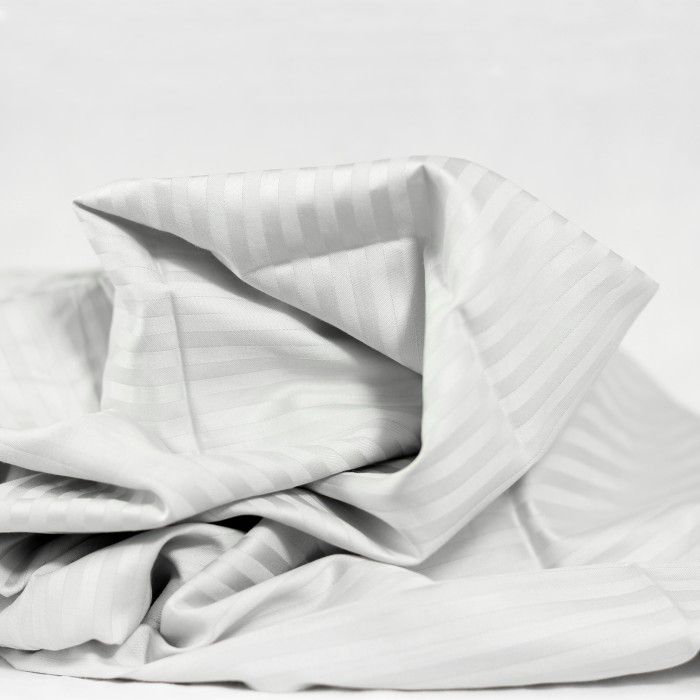 Juego de sábanas satén listado perla