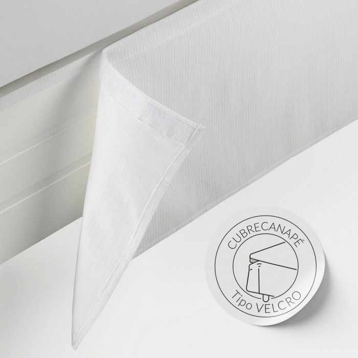 Cubrecanapé con velcro Rústico liso blanco detalle