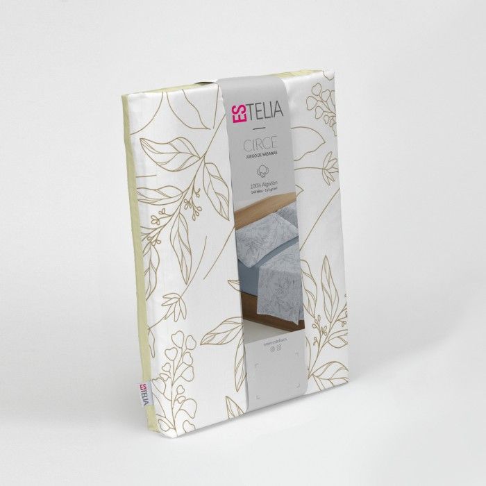 Juego de sábanas estampado Circe crema, presentación