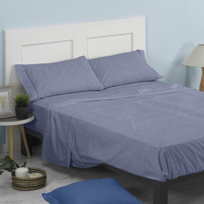 Juego de sábanas Alba azul escena de cama