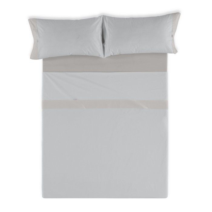 Juego de sábanas perla-plomo vista cenital