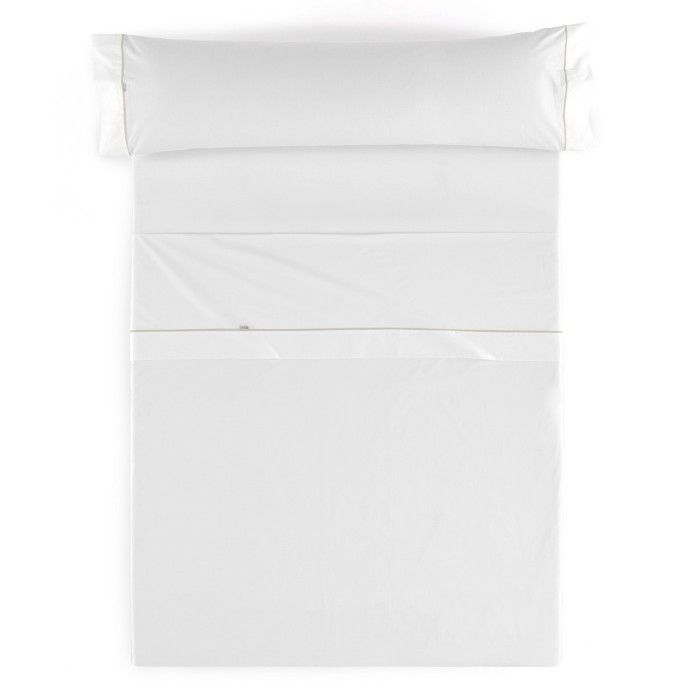 Juego de sábanas liso blanco vista cenital