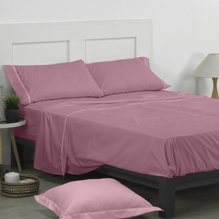 Juego de sábanas liso cuarzo escena de cama