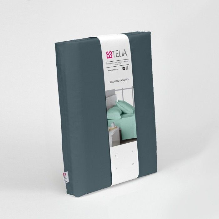 Juego de sábanas liso gris presentación en bolsa de tela