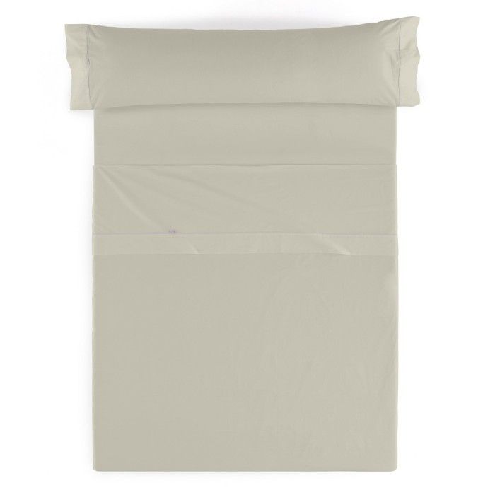 Juego de sábanas liso piedra vista cenital