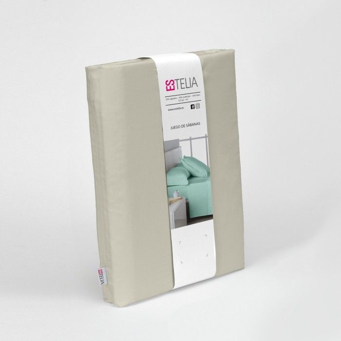 Juego de sábanas liso piedra presentación en bolsa de tela