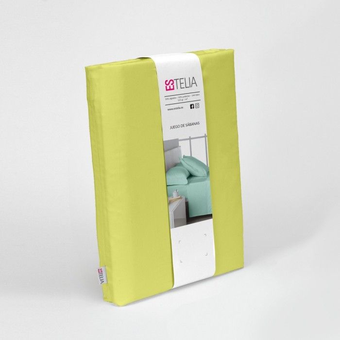 Juego de sábanas liso pistacho presentación en bolsa de tela