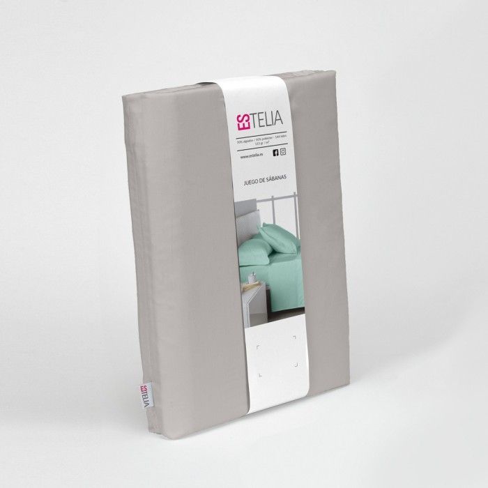 Juego de sábanas liso plomo presentación en bolsa de tela