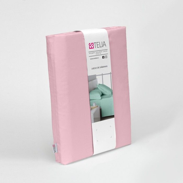 Juego de sábanas liso rosa presentación en bolsa de tela