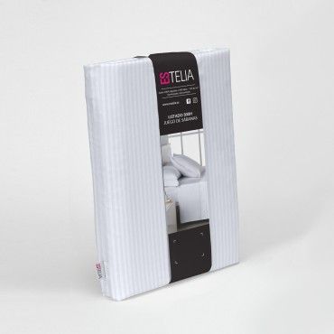 Juego de sábanas satén listado presentación en bolsa de tela