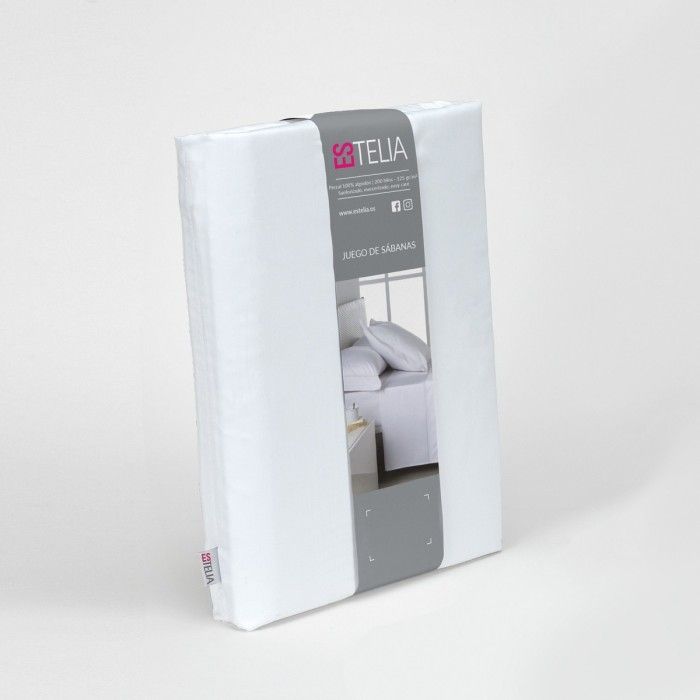 Juego de sábanas percal 200 hilos blanco presentación en bolsa de tela