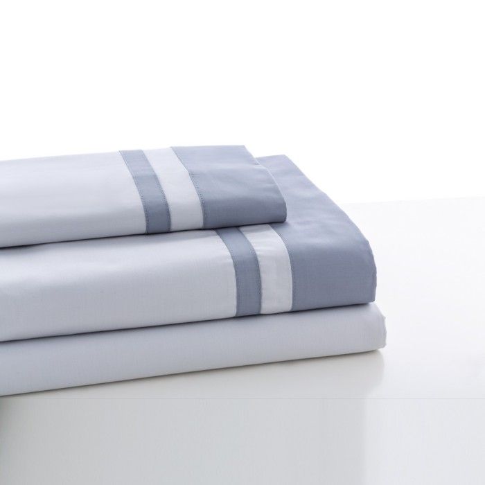 Juego de sábanas percal Marbella perla-acero bodegón