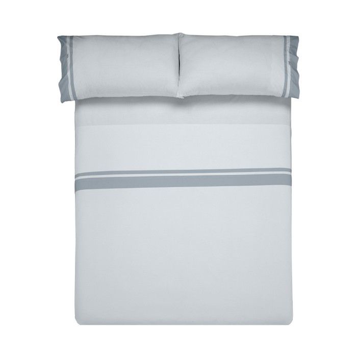Juego de sábanas percal Marbella perla-acero vista cenital