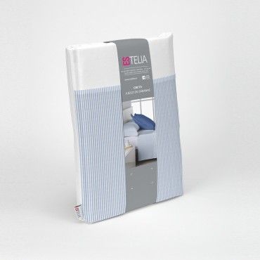 Juego de sábanas 200h Greta azul presentación en bolsa de tela
