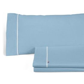 Juego de sábanas algodón 144 hilos azul celeste bodegón