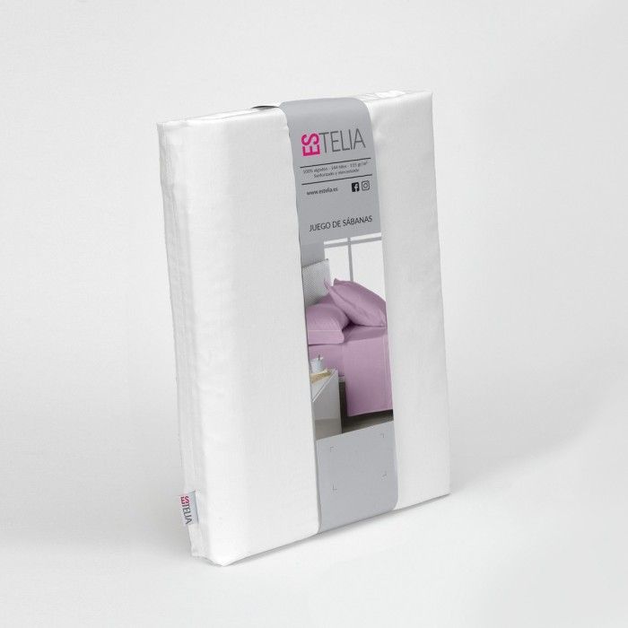 Juego de sábanas algodón 144 hilos blanco presentación en bolsa de tela
