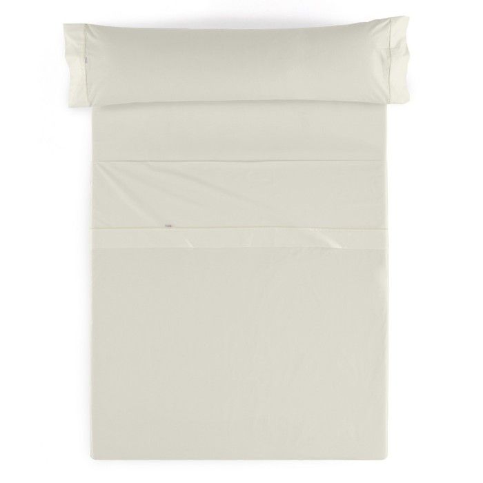 Juego de sábanas algodón 144 hilos crema vista cenital