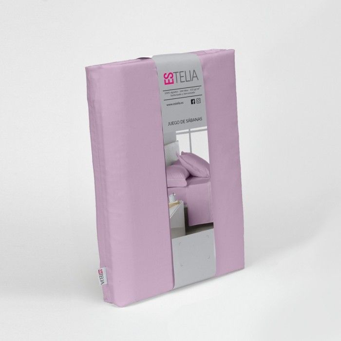 Juego de sábanas algodón 144 hilos malva presentación en bolsa de tela