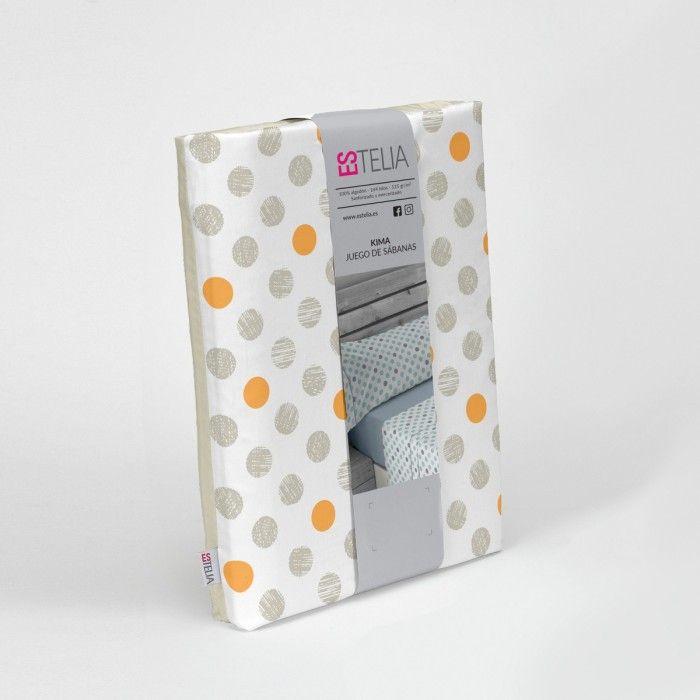 Juego de sábanas algodón Kima piedra presentación en bolsa de tela