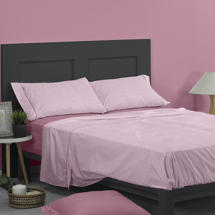 Juego de sábanas Nordic malva escena de cama