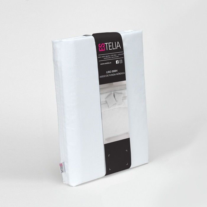 Juego de funda nórdica satén blanco presentación en bolsa de tela