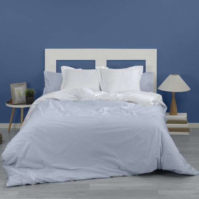 Dúo funda nórdica + almohada Greta azul vista cenital