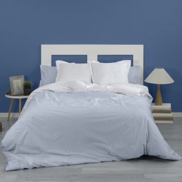 Dúo funda nórdica + almohada Greta azul vista cenital