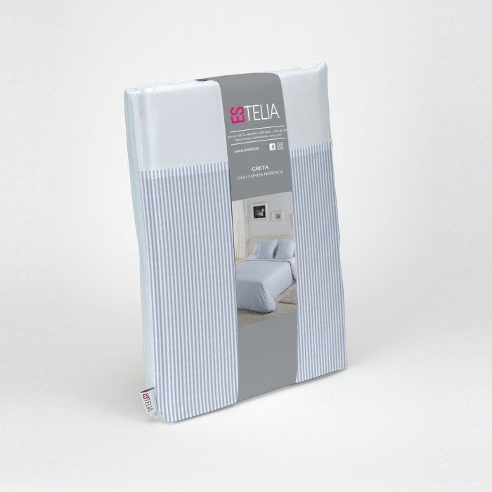 Dúo funda nórdica + almohada Greta azul presentación en bolsa de tela