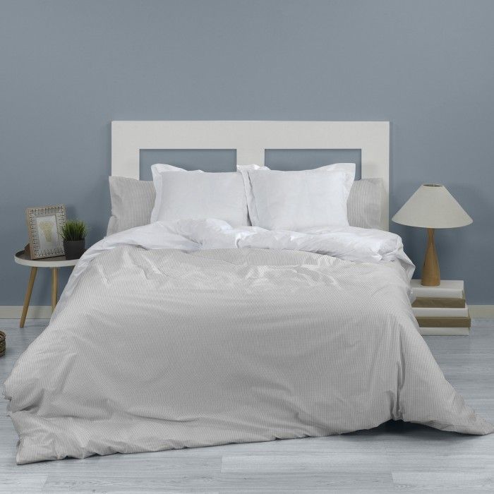 Dúo funda nórdica + almohada Greta perla vista cenital