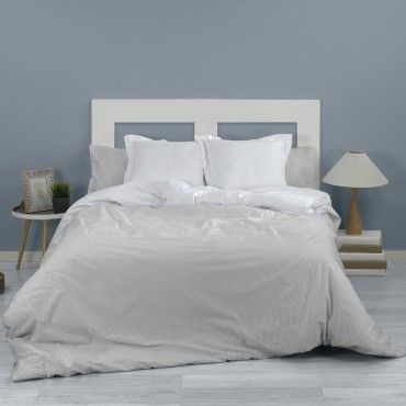 Dúo funda nórdica + almohada Greta perla vista cenital