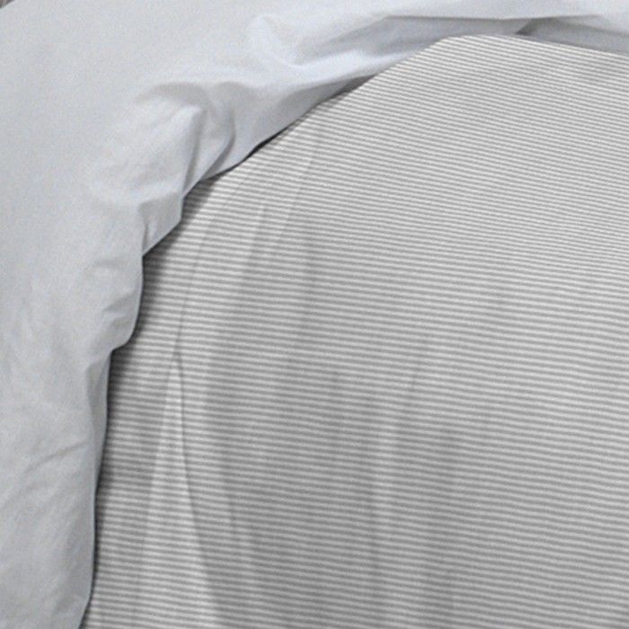 Dúo funda nórdica + almohada Greta perla diseño a rayas