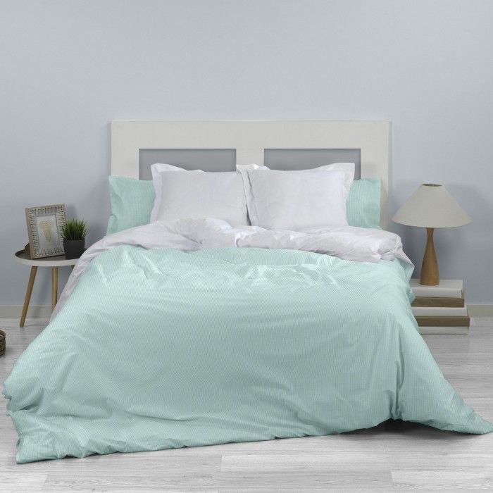 Dúo funda nórdica + almohada Greta aqua vista cenital