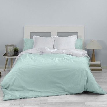 Dúo funda nórdica + almohada Greta aqua vista cenital
