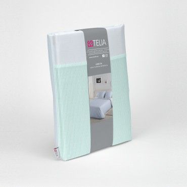 Dúo funda nórdica + almohada Greta aqua presentación en bolsa de tela