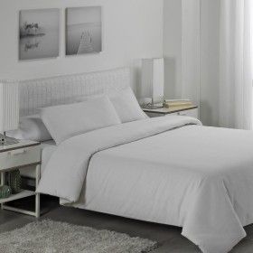 Funda nórdica tejida Lyon blanco escena de cama