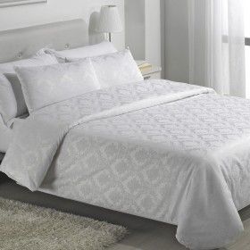 Funda nórdica tejida Viena blanco escena de cama