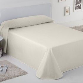 Colcha  Rustico Liso crema escena de cama