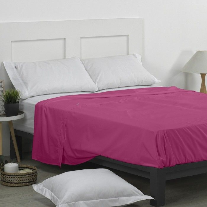 Sábana encimera 50/50 fucsia escena de cama