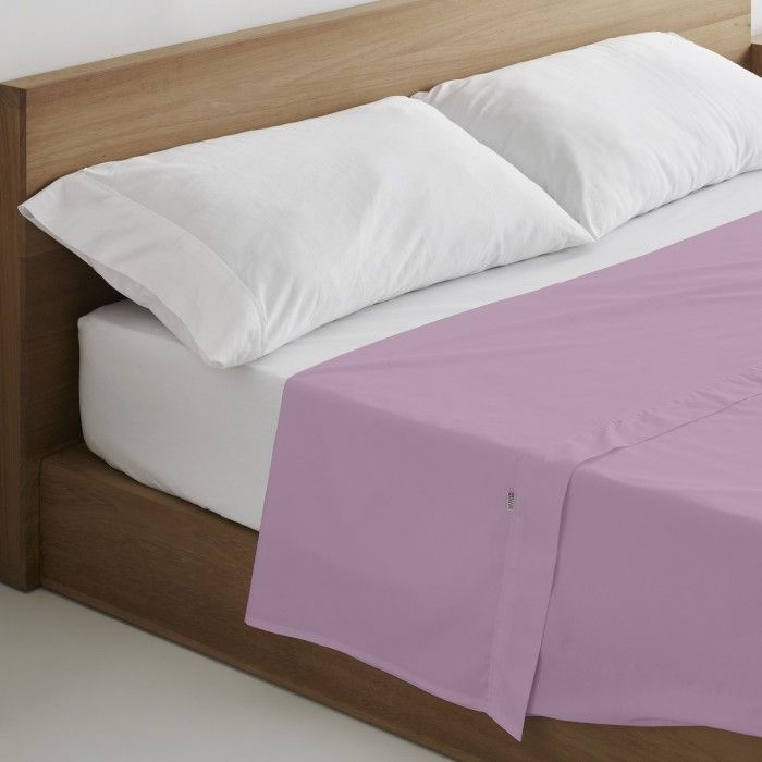 Sábana encimera algodón malva escena de cama