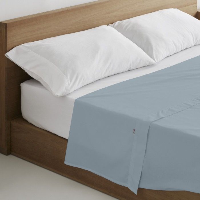 Sábana encimera algodón plata escena de cama