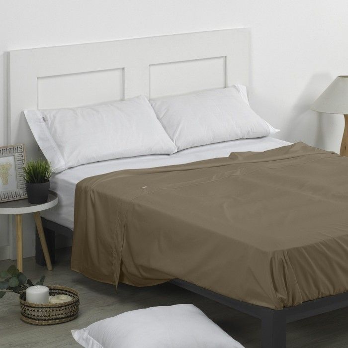 Sábana encimera percal visón escena de cama