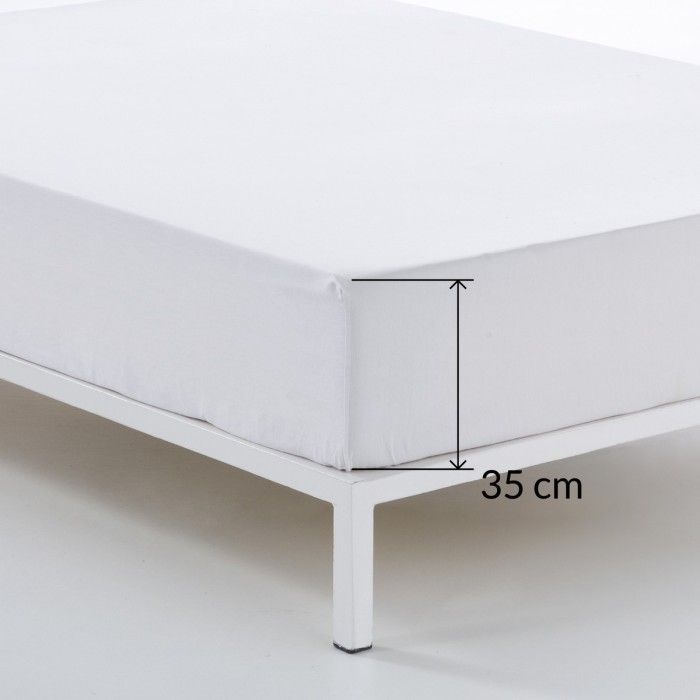 Bajera largo 210 alto 35 cm percal blanco detalle de la esquina