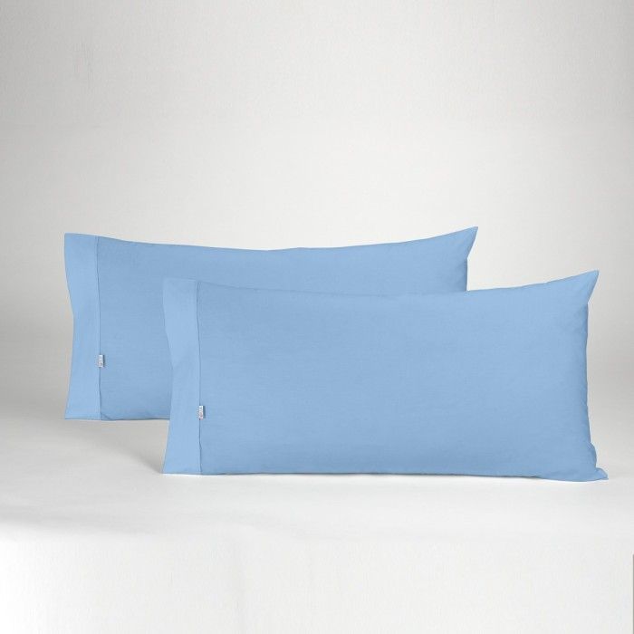 Funda de almohada 50-50 azul claro dos piezas abertura lateral