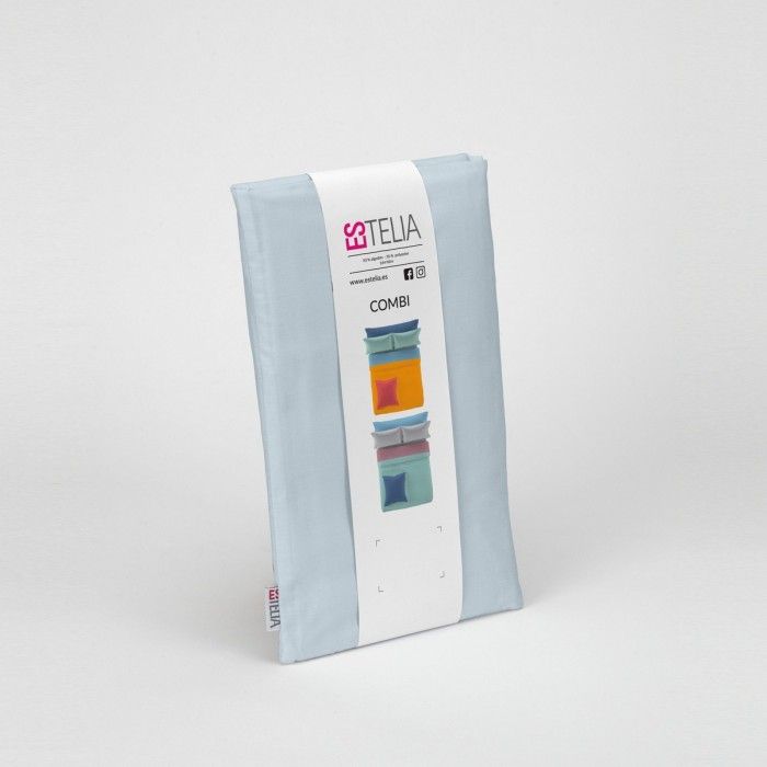 Funda de almohada 50-50 azul celeste presentación en bolsa de tela