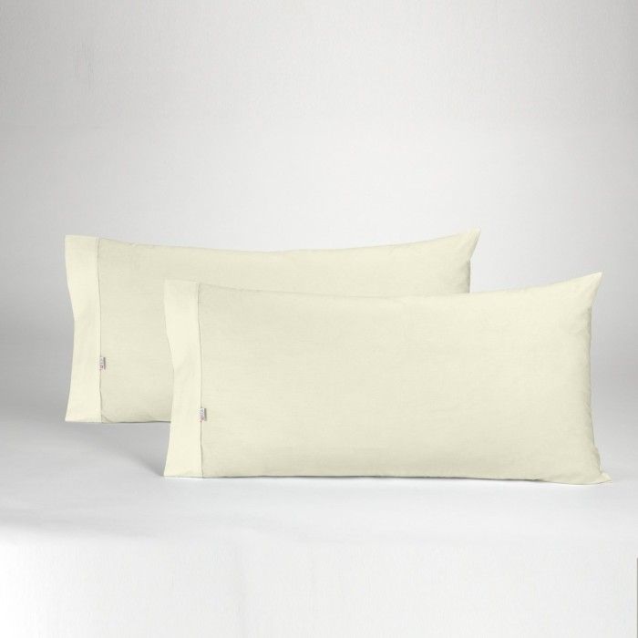 Funda de almohada 50-50 crema dos piezas abertura lateral