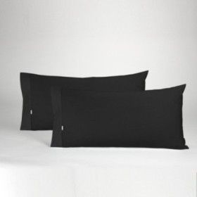 Funda de almohada 50-50 negro dos piezas abertura lateral