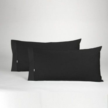 Funda de almohada 50-50 negro dos piezas abertura lateral